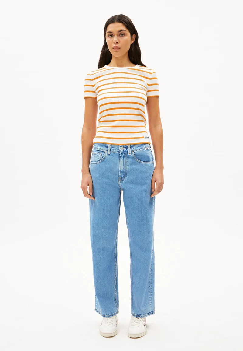 KARDAA GESTREIFTES RIPP-T-SHIRT | white-light tangerine