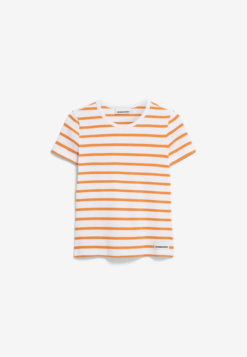 KARDAA GESTREIFTES RIPP-T-SHIRT | white-light tangerine