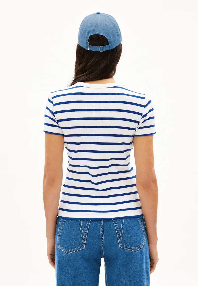 KARDAA GESTREIFTES RIPP-T-SHIRT | white-lapis blue