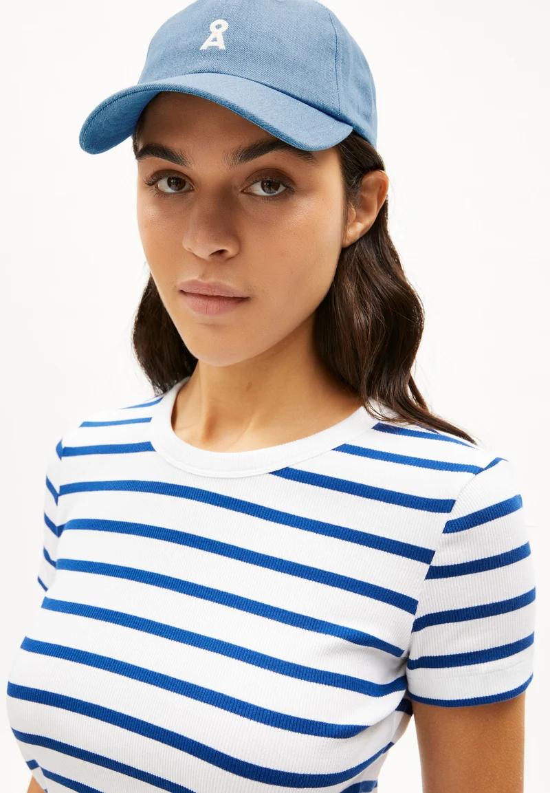 KARDAA GESTREIFTES RIPP-T-SHIRT | white-lapis blue