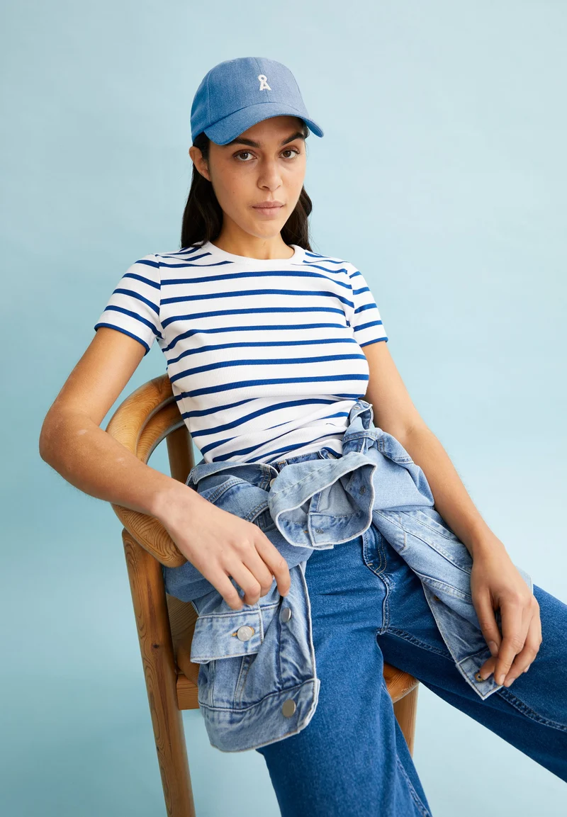 KARDAA GESTREIFTES RIPP-T-SHIRT | white-lapis blue