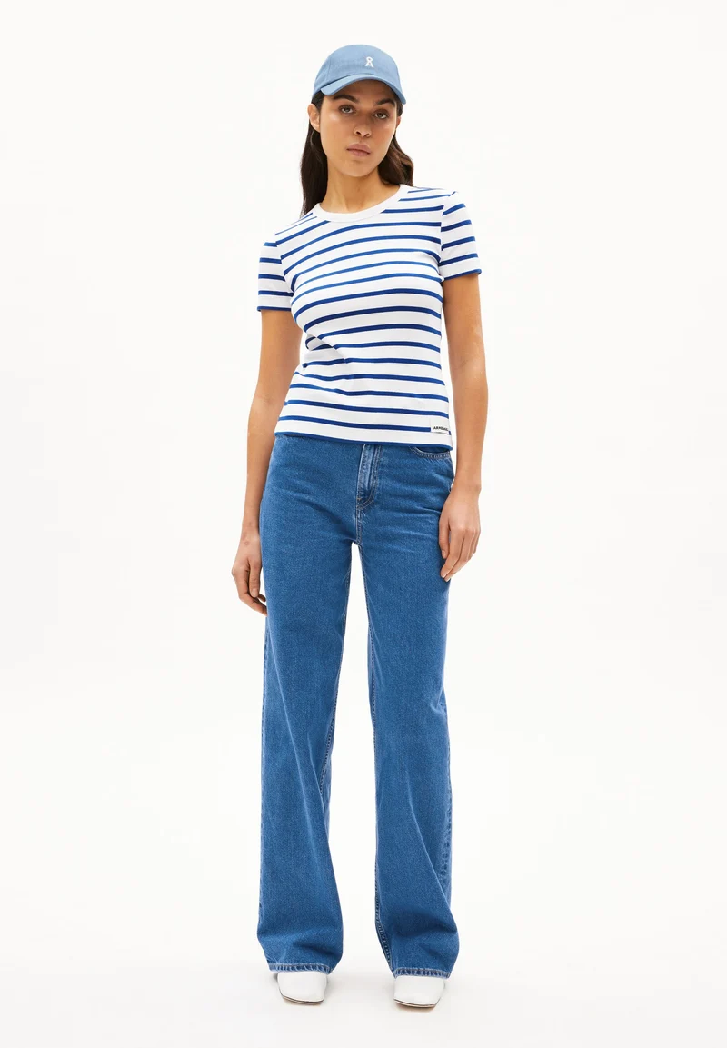 KARDAA GESTREIFTES RIPP-T-SHIRT | white-lapis blue