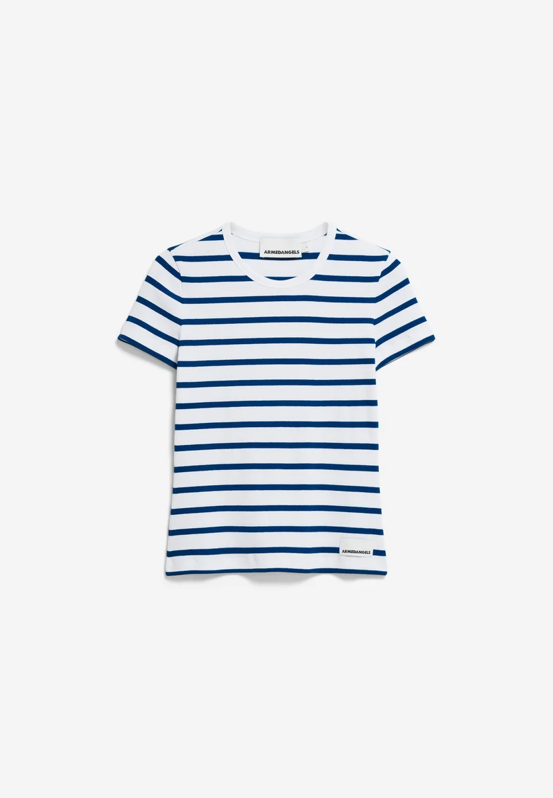 KARDAA GESTREIFTES RIPP-T-SHIRT | white-lapis blue