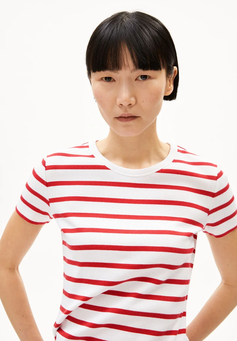 KARDAA GESTREIFTES RIPP-T-SHIRT | white-coral blush