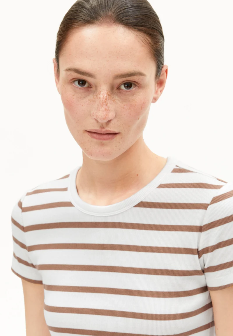 KARDAA GESTREIFTES RIPP-T-SHIRT | white-pale umber