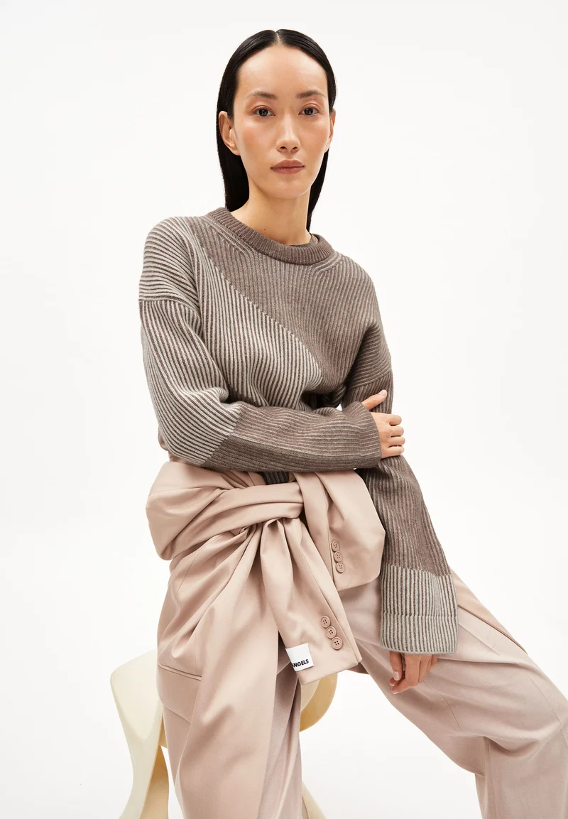 MAYRAA VANISE STRICKPULLOVER | cinnamon dust melange-oatmilk
