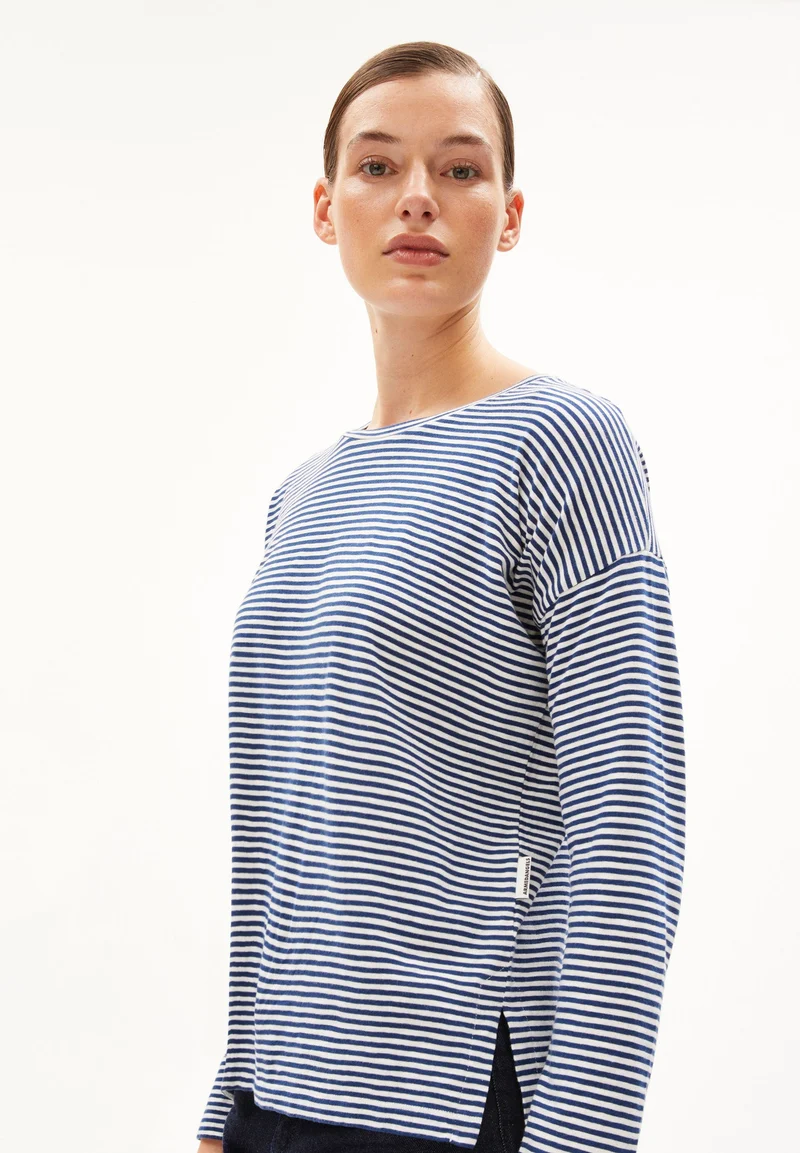 XIANAA GESTREIFTES LANGARMSHIRT | faded indigo-oatmilk