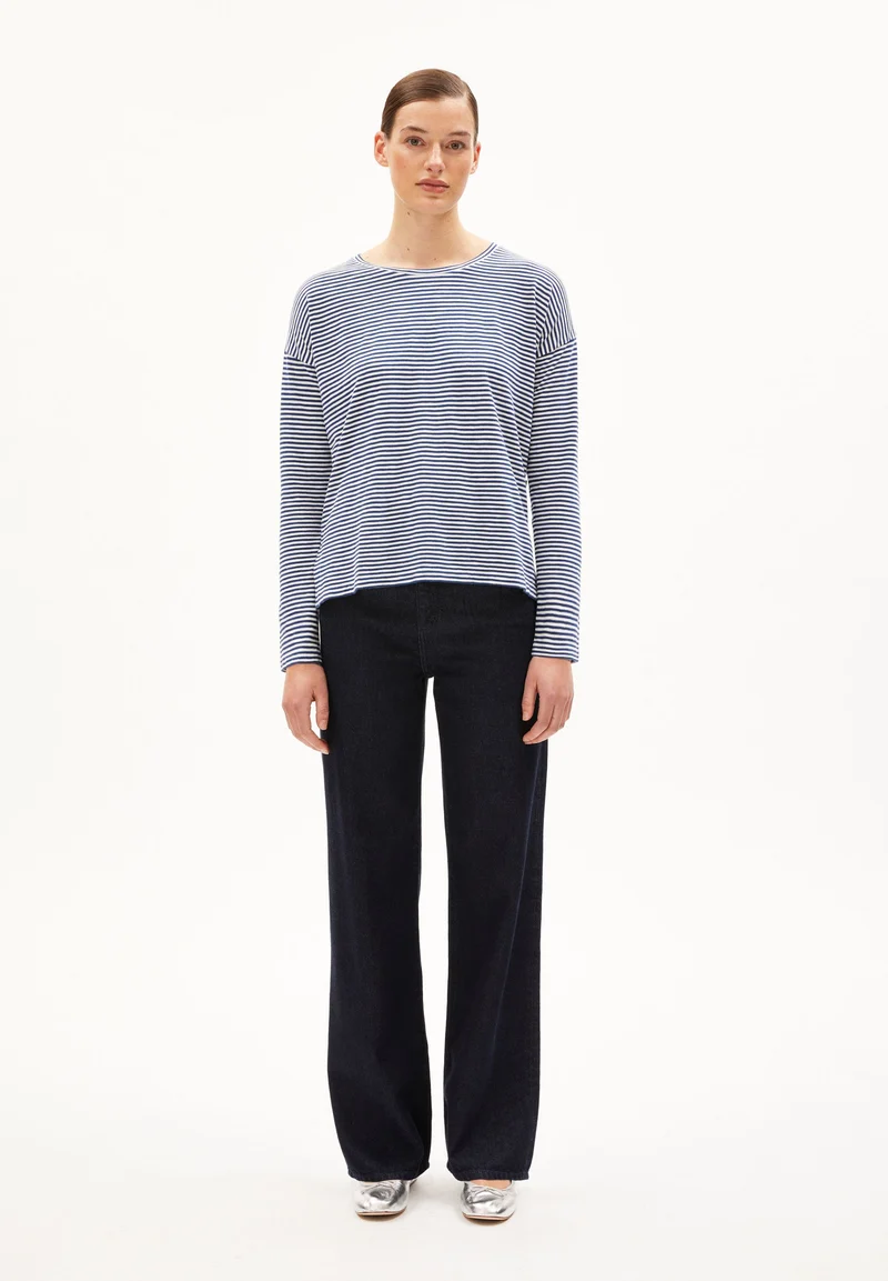XIANAA GESTREIFTES LANGARMSHIRT | faded indigo-oatmilk