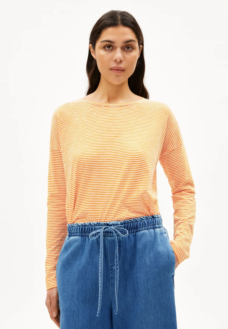 XIANAA GESTREIFTES LANGARMSHIRT | oatmilk-light tangerine