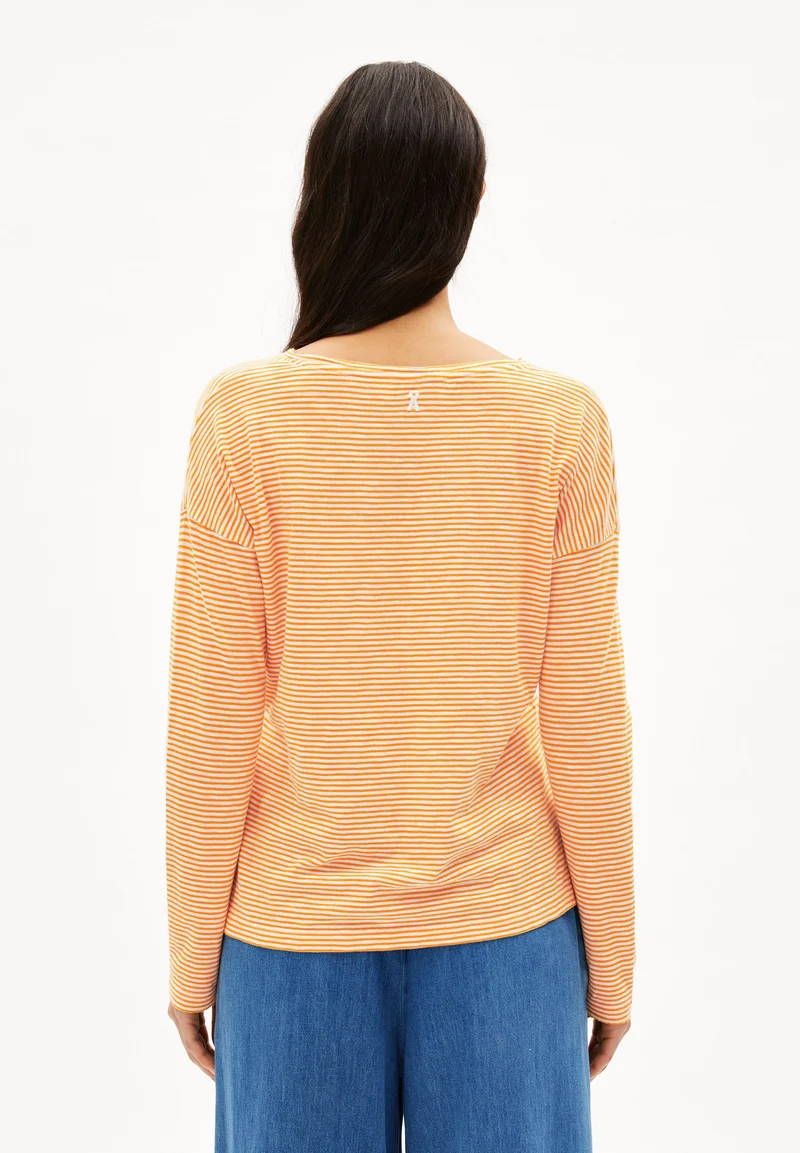 XIANAA GESTREIFTES LANGARMSHIRT | oatmilk-light tangerine