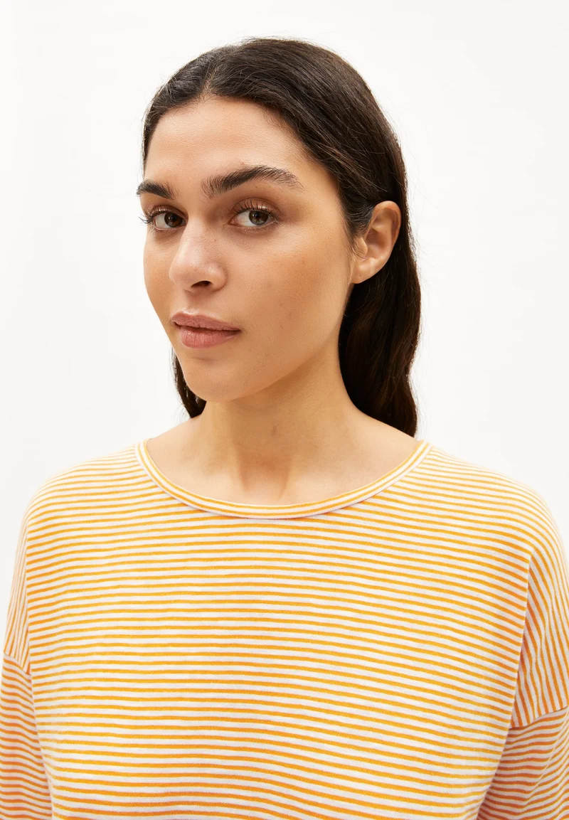 XIANAA GESTREIFTES LANGARMSHIRT | oatmilk-light tangerine