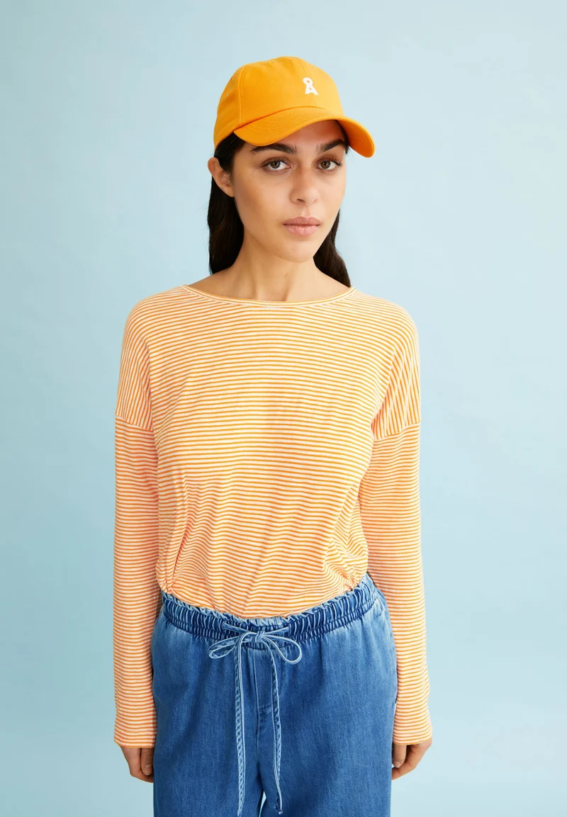 XIANAA GESTREIFTES LANGARMSHIRT | oatmilk-light tangerine