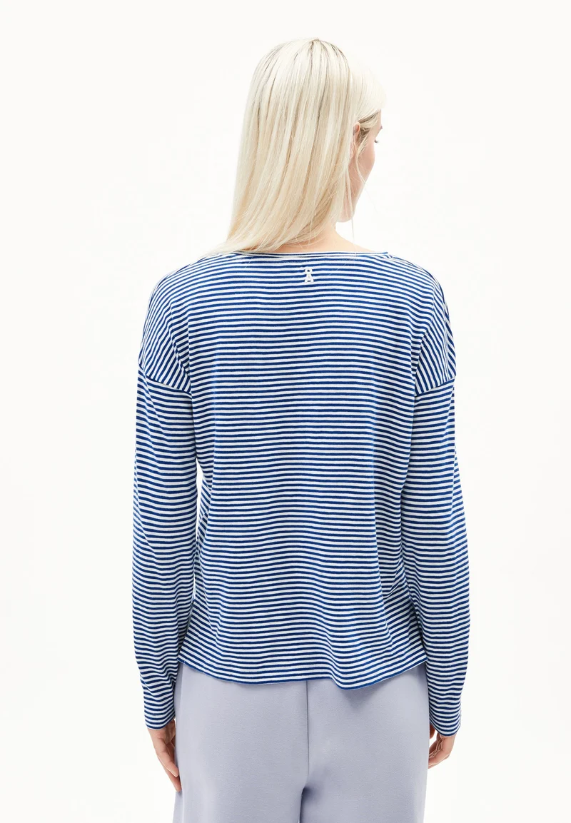 XIANAA GESTREIFTES LANGARMSHIRT | oatmilk-lapis blue