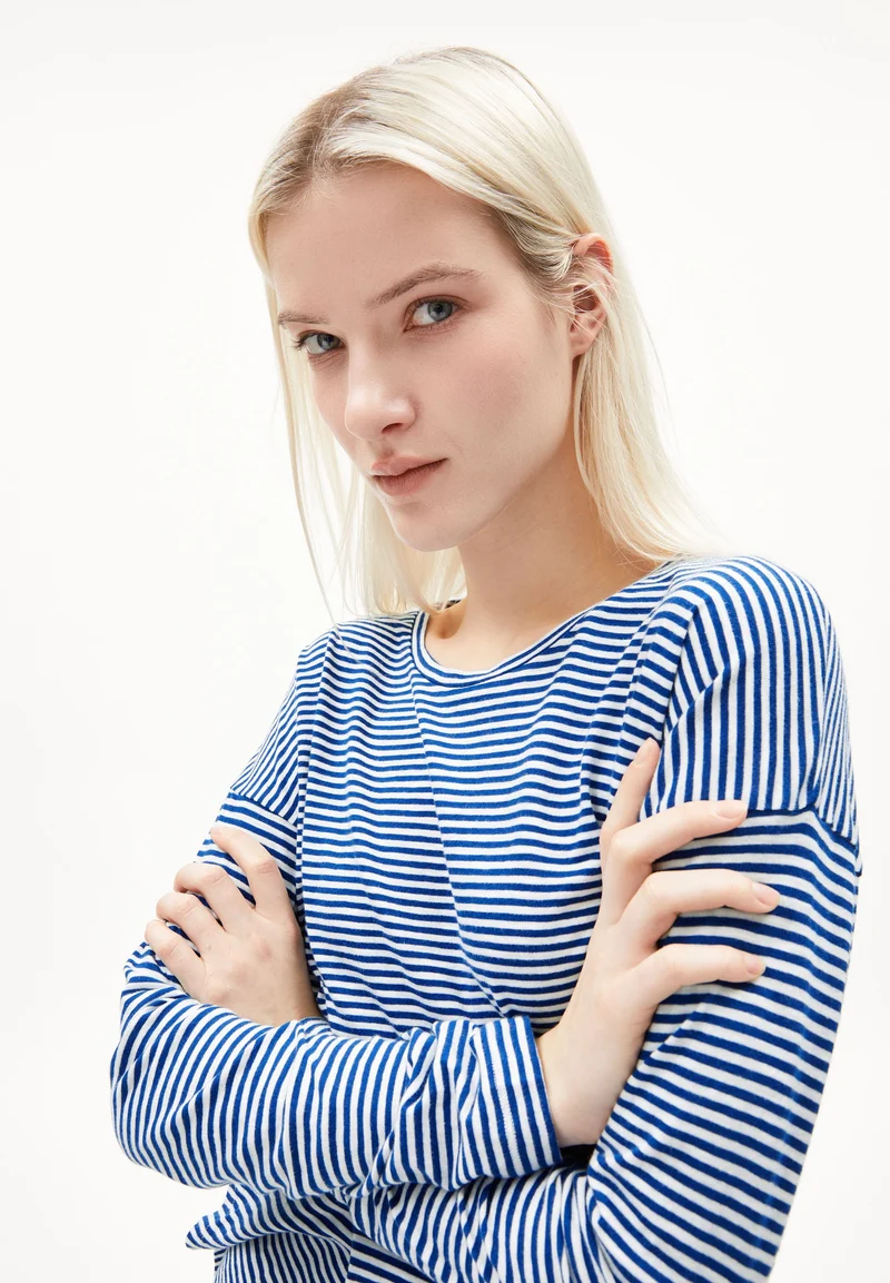 XIANAA GESTREIFTES LANGARMSHIRT | oatmilk-lapis blue