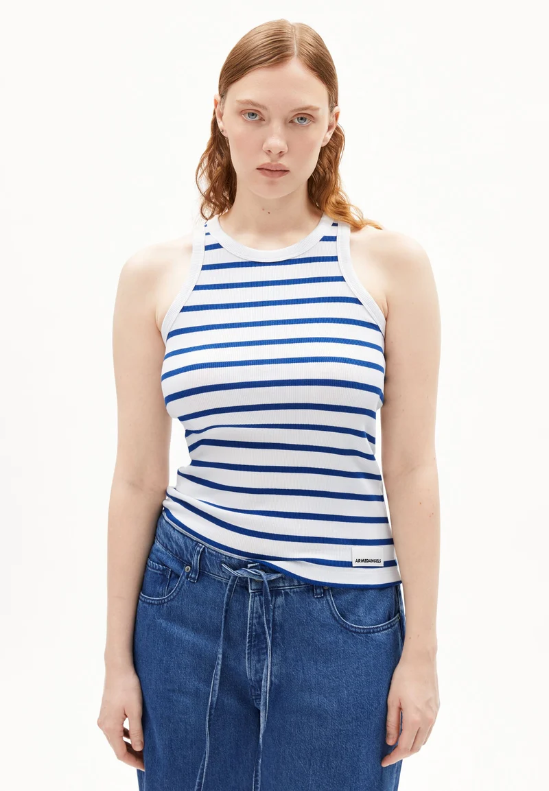 KANITAA GESTREIFTES TOP | white-lapis blue