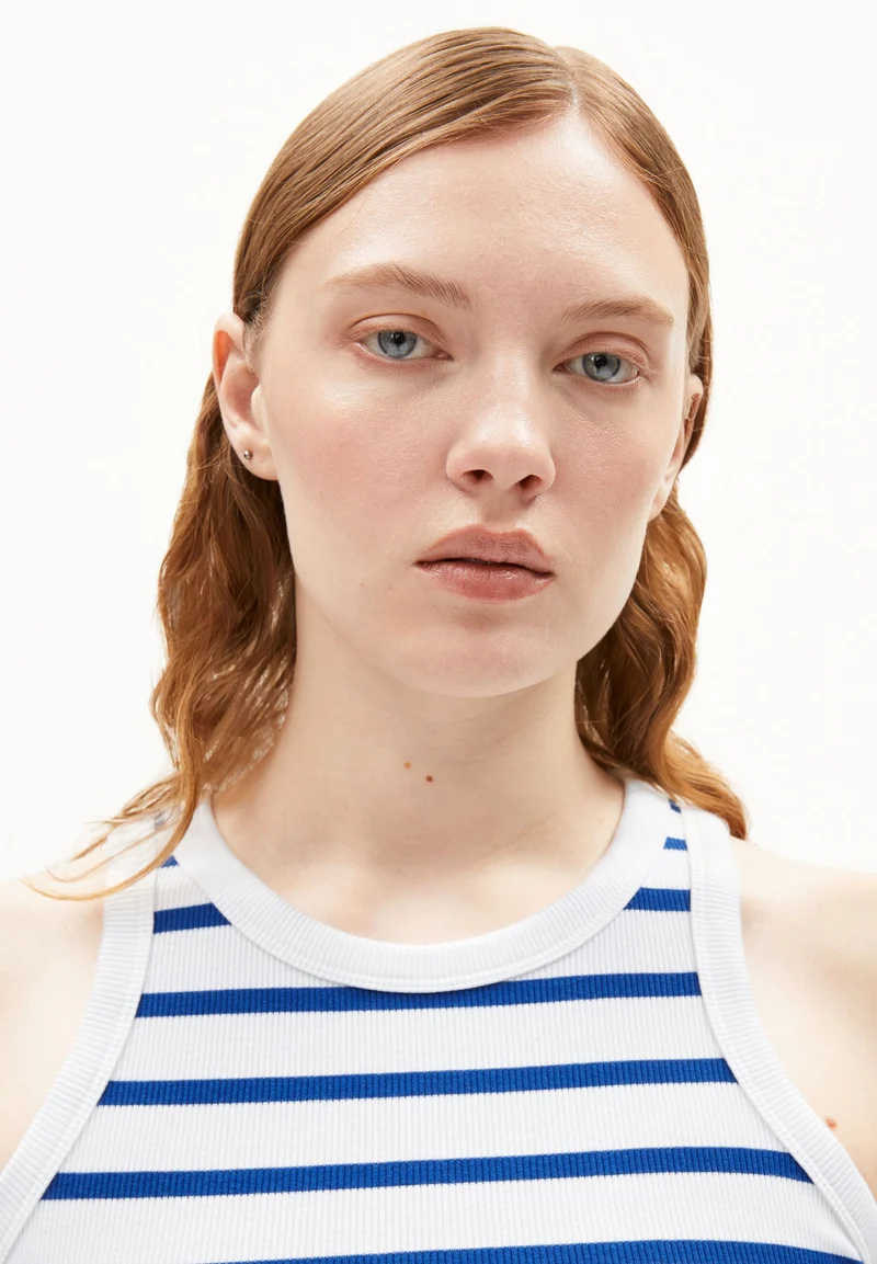 KANITAA GESTREIFTES TOP | white-lapis blue