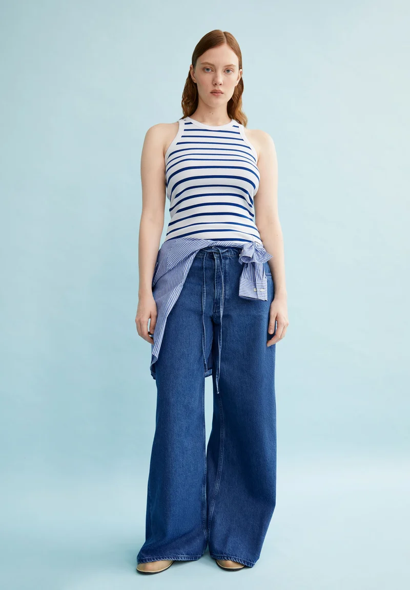 KANITAA GESTREIFTES TOP | white-lapis blue