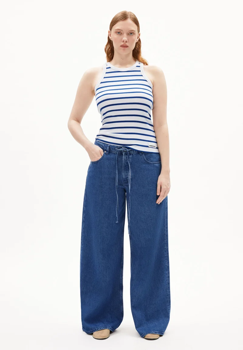 KANITAA GESTREIFTES TOP | white-lapis blue