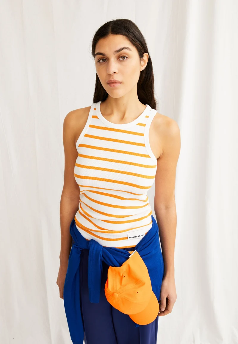 KANITAA GESTREIFTES TOP | white-light tangerine