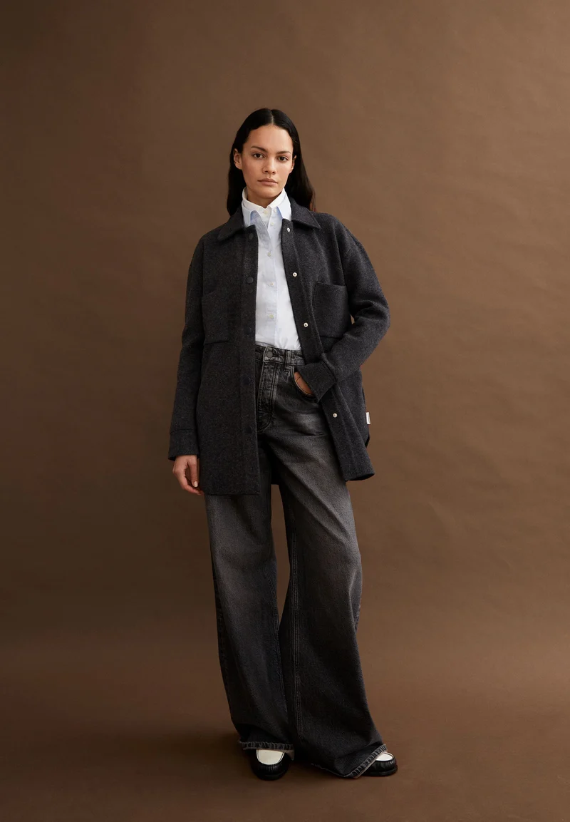 ALMARAA STRICK-OVERSHIRT | steel melange