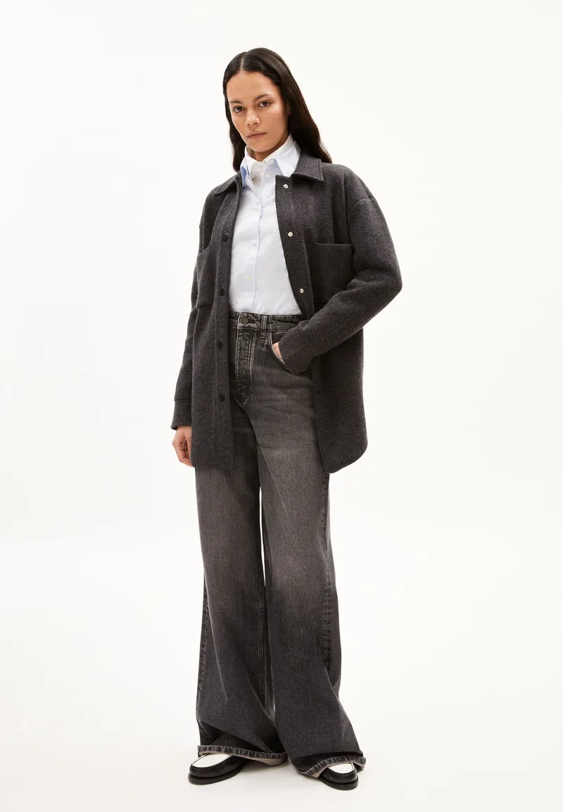 ALMARAA STRICK-OVERSHIRT | steel melange
