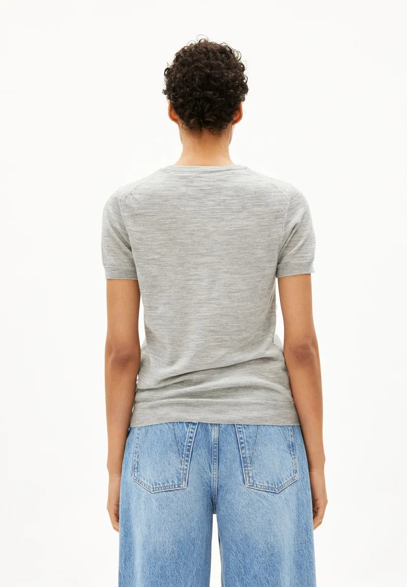GUILIAA MERINO STRICK T-SHIRT | light grey melange