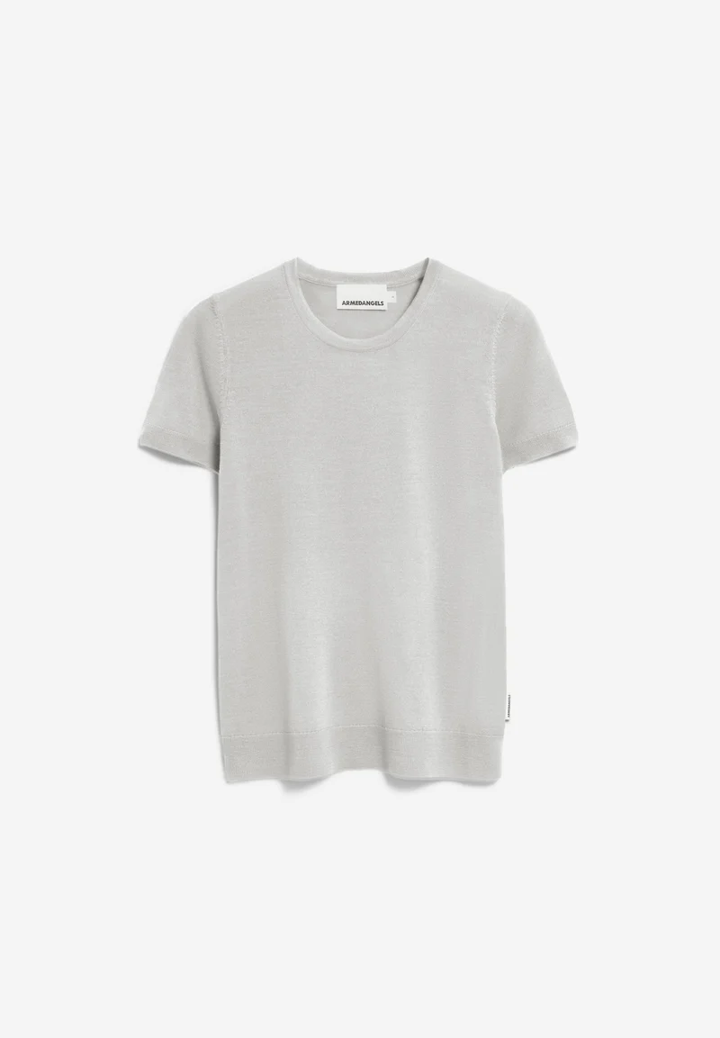 GUILIAA MERINO STRICK T-SHIRT | light grey melange