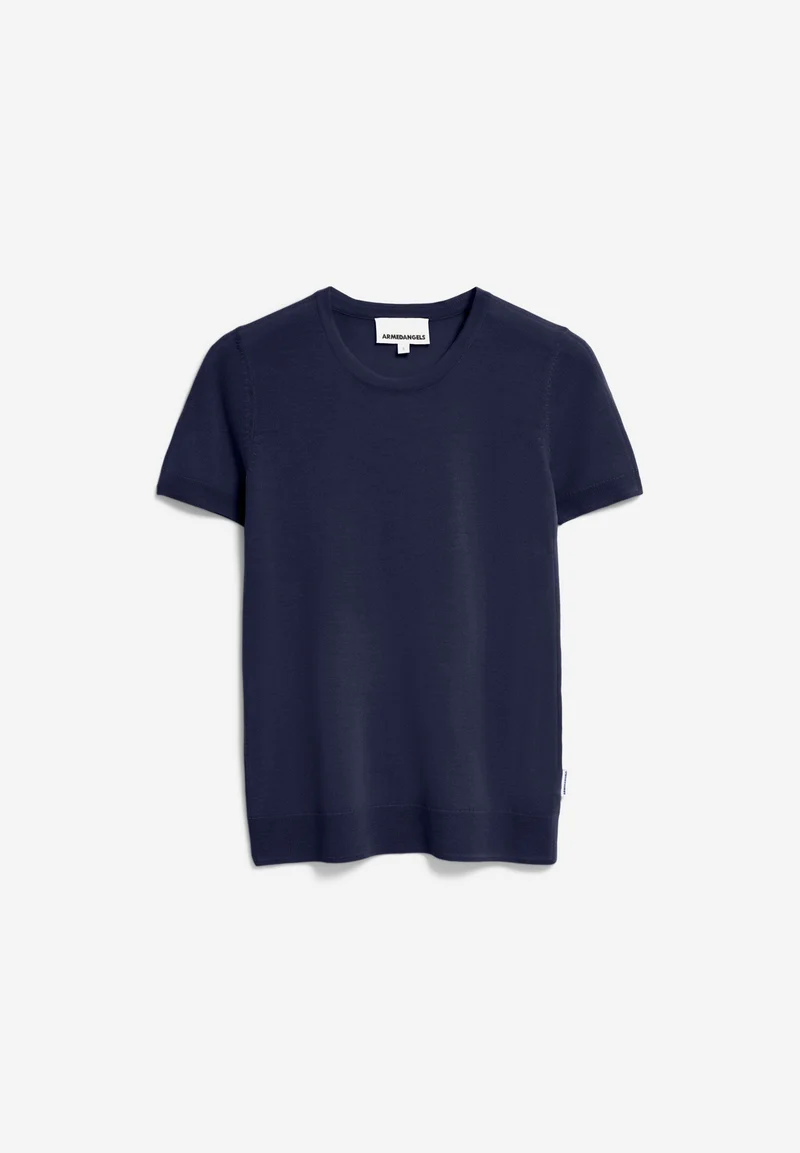 GUILIAA MERINO STRICK T-SHIRT | tinted navy