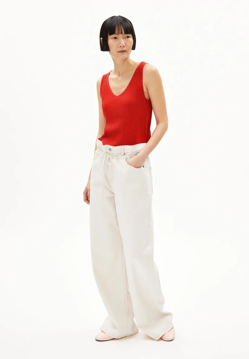 LEINEN-MIX STRICKTOP | coral blush