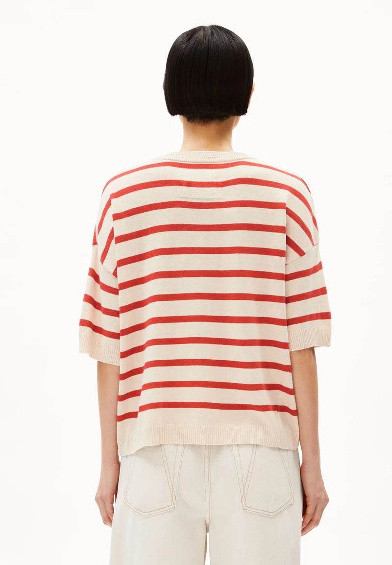 LIZAA LINO STRIPES | raw white-coral blush