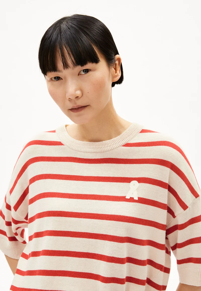 LIZAA LINO STRIPES | raw white-coral blush