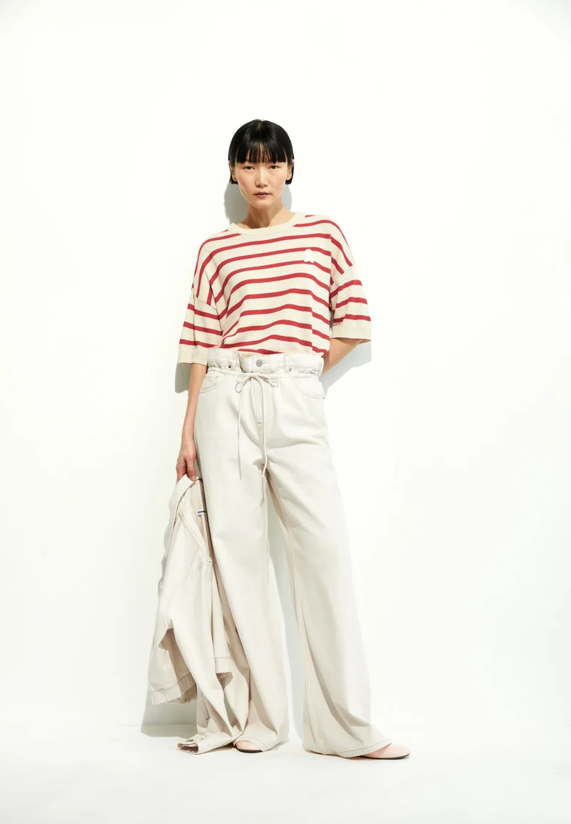 LIZAA LINO STRIPES | raw white-coral blush