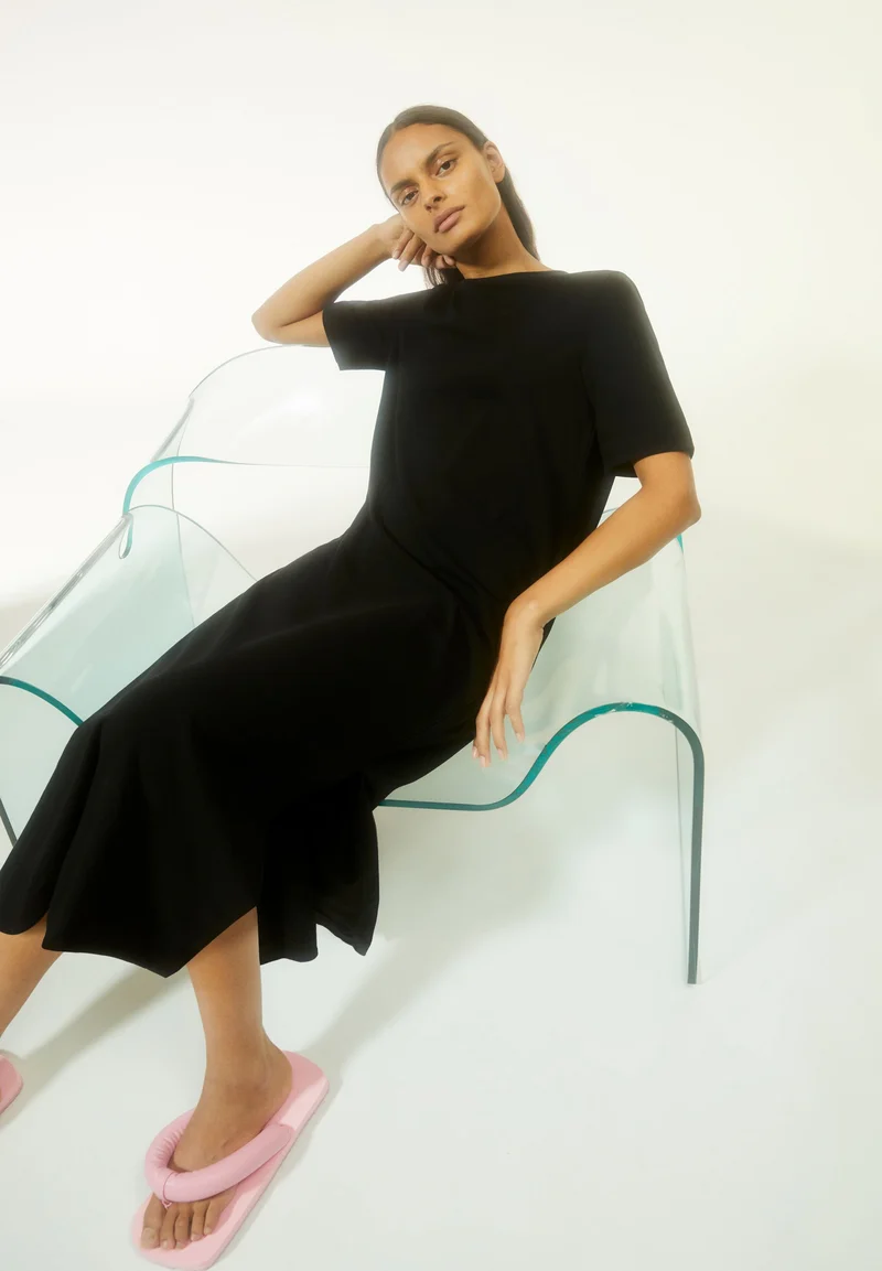 XELINAA JERSEY-MIDI-KLEID | black