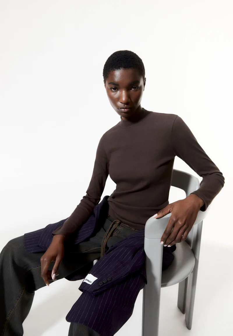 FATIMAARA RIPP-LANGARMSHIRT | coffee