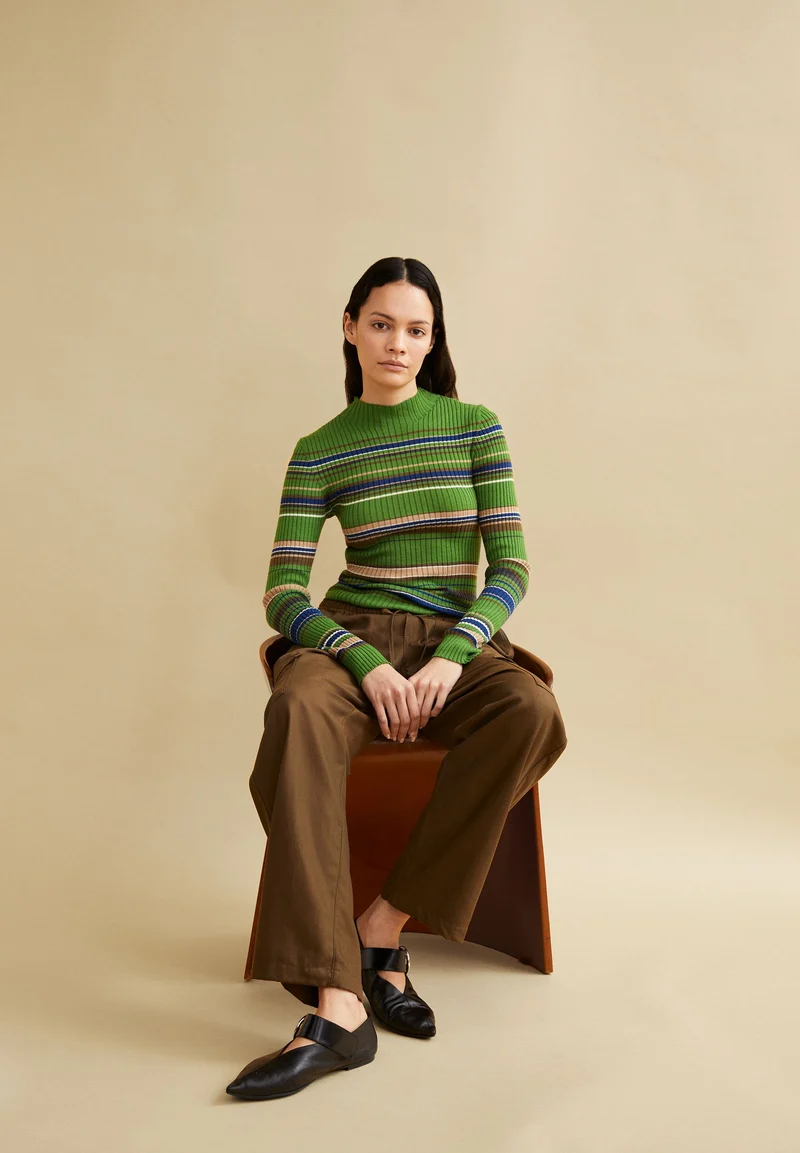ALAANIA NEW STRIPES | ivy green-cinnamon dust