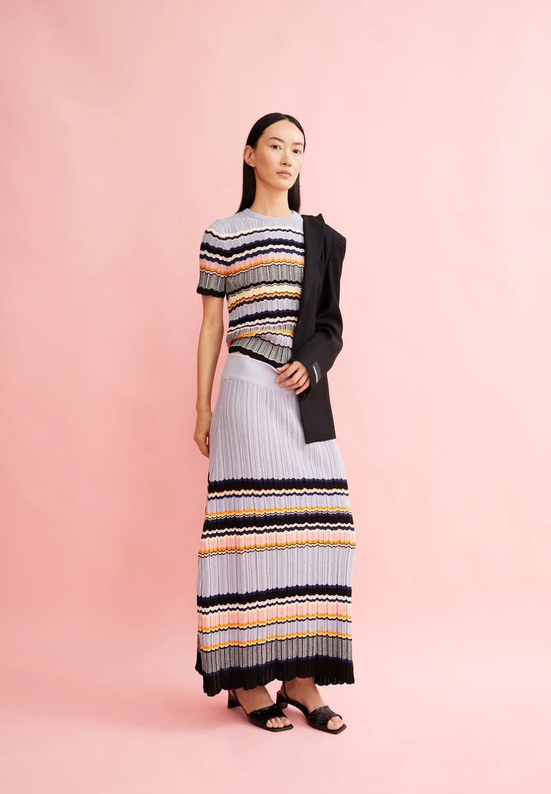 MINNAA STRIPES | misty morning-deep rosalilly