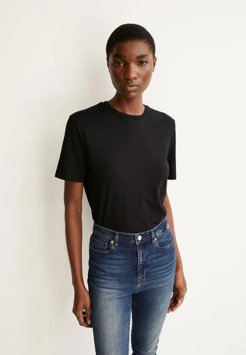 LUALAA LEINEN-MIX T-SHIRT | black
