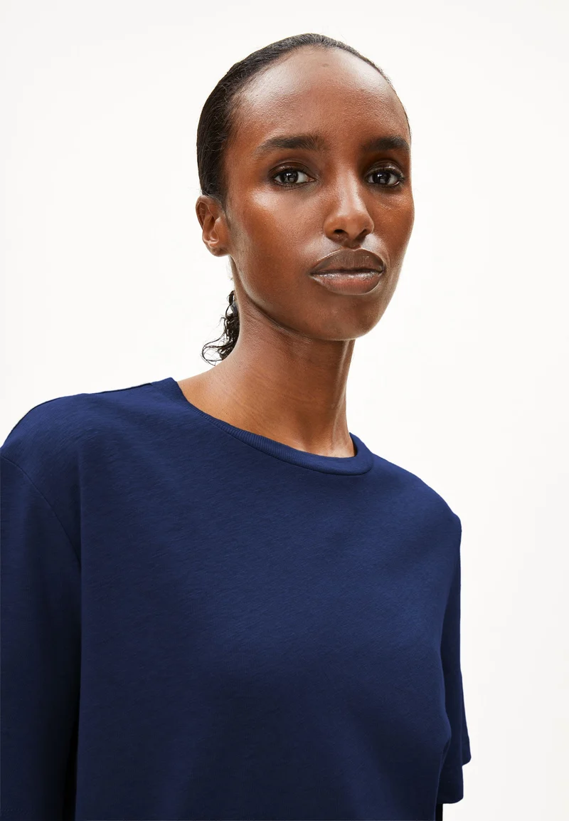 LUALAA LEINEN-MIX T-SHIRT | blue noon