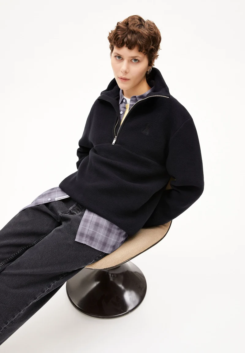 HAARLEENAA BAUMWOLL-FLEECE | black