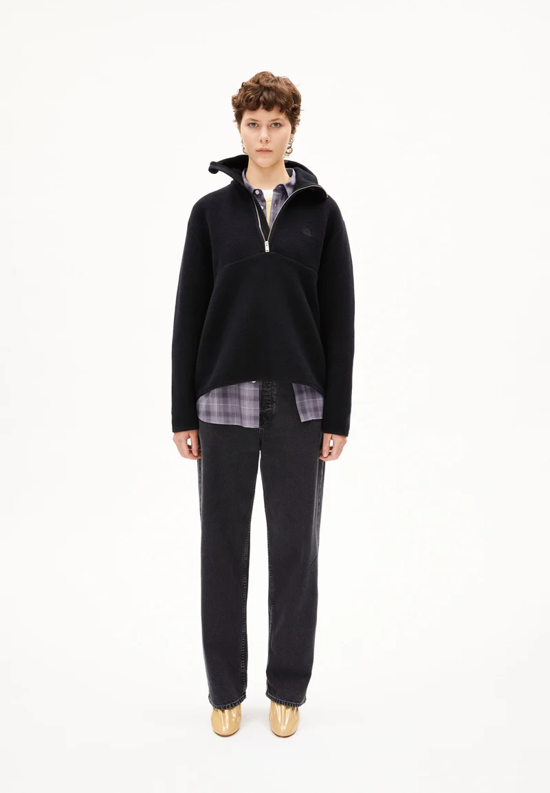 HAARLEENAA BAUMWOLL-FLEECE | black