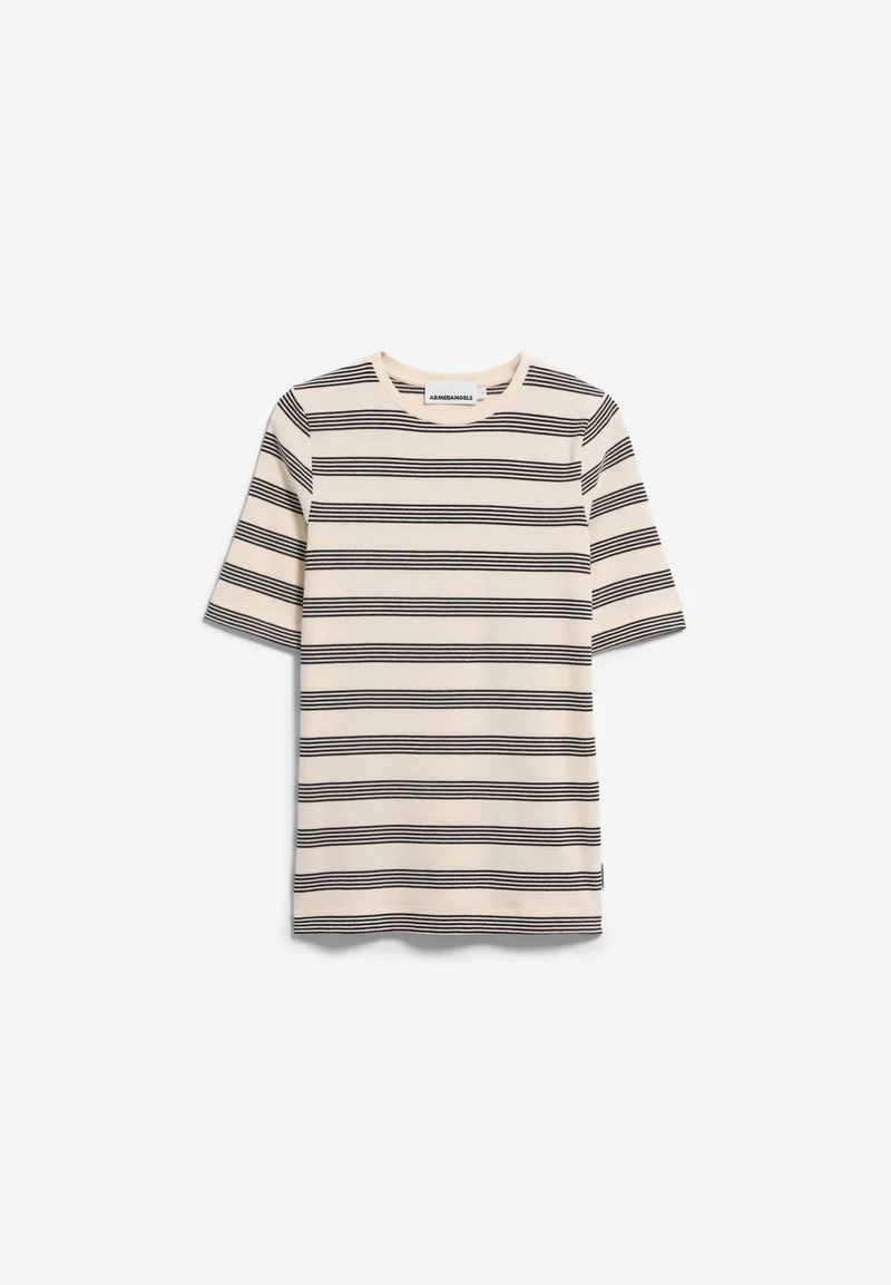 JAANISARA GESTREIFTES T-SHIRT | oatmilk-black