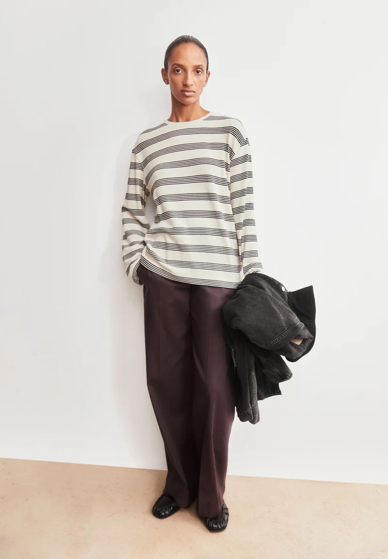 MARYNAA GESTREIFTES LANGARMSHIRT | oatmilk-black