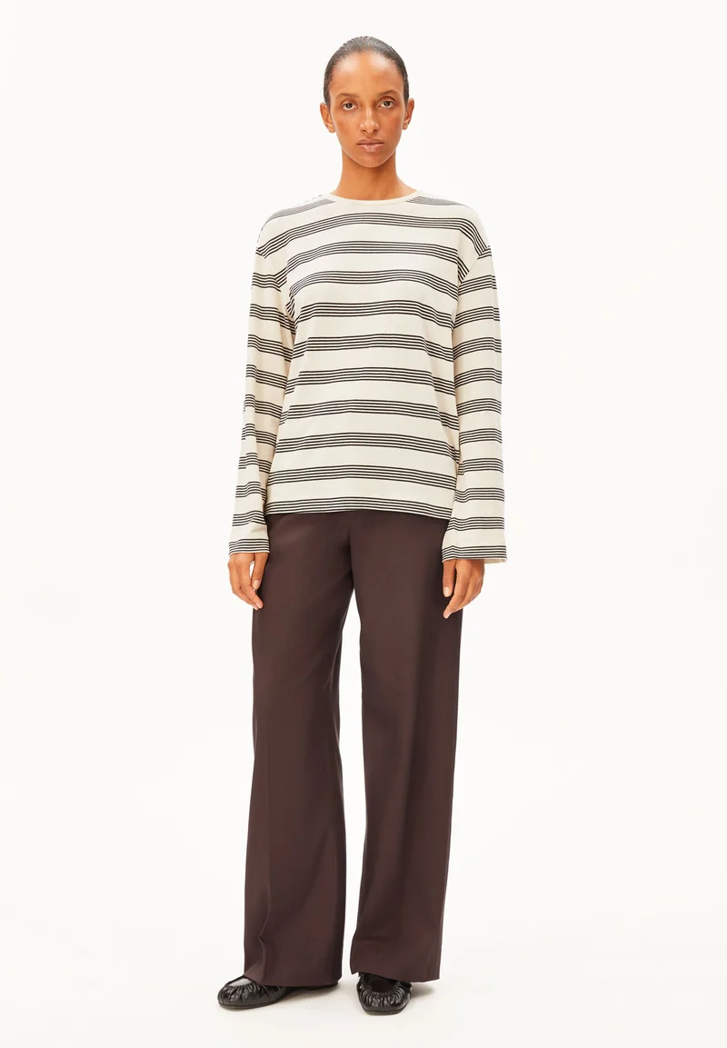 MARYNAA GESTREIFTES LANGARMSHIRT | oatmilk-black