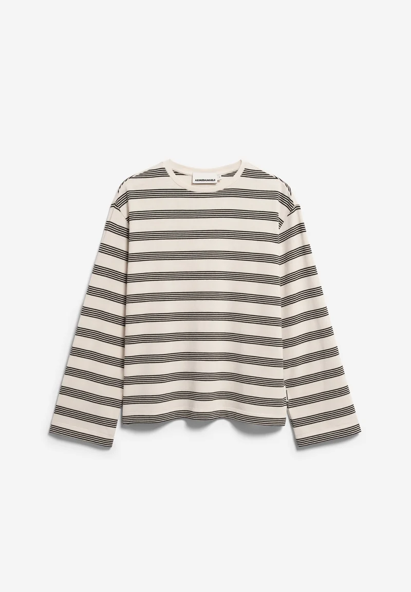 MARYNAA GESTREIFTES LANGARMSHIRT | oatmilk-black