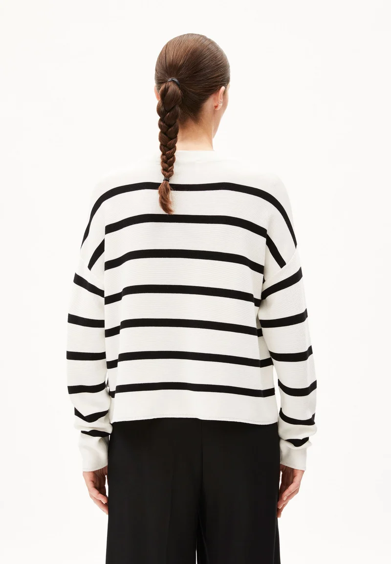 MERINAA STRIPES STRICKPULLOVER | light oatmilk-black