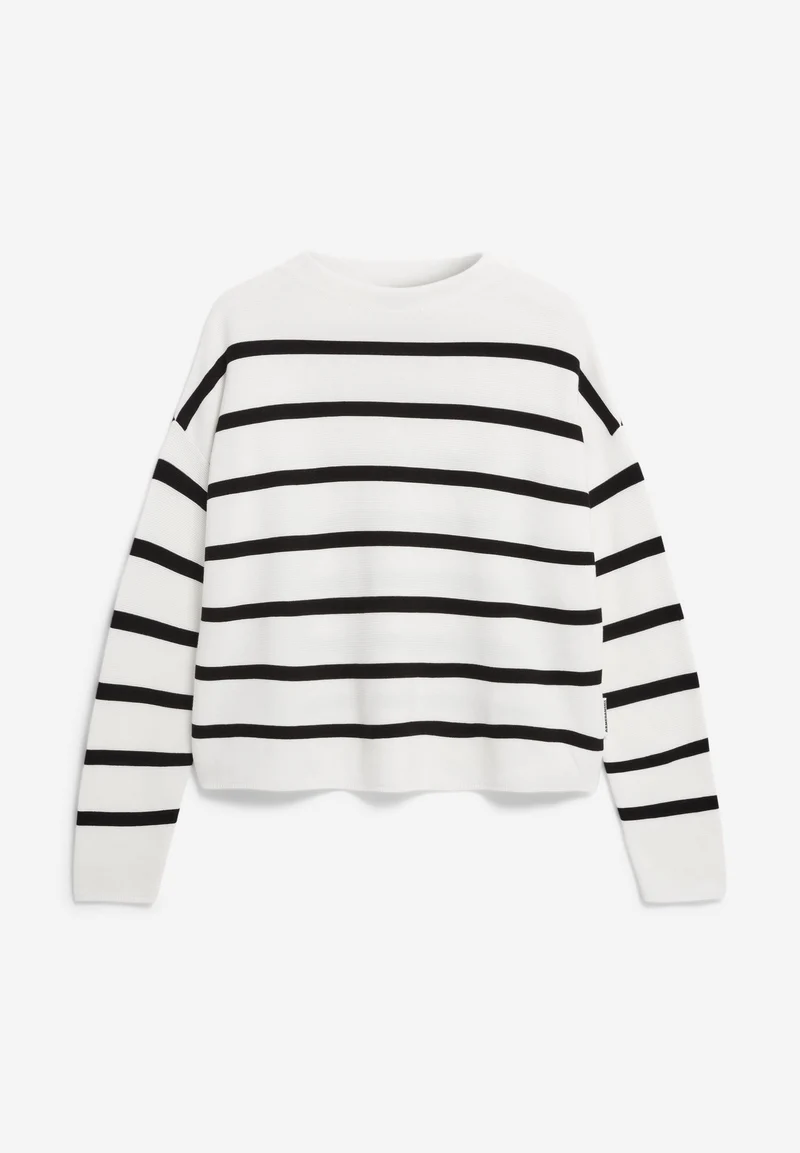 MERINAA STRIPES STRICKPULLOVER | light oatmilk-black