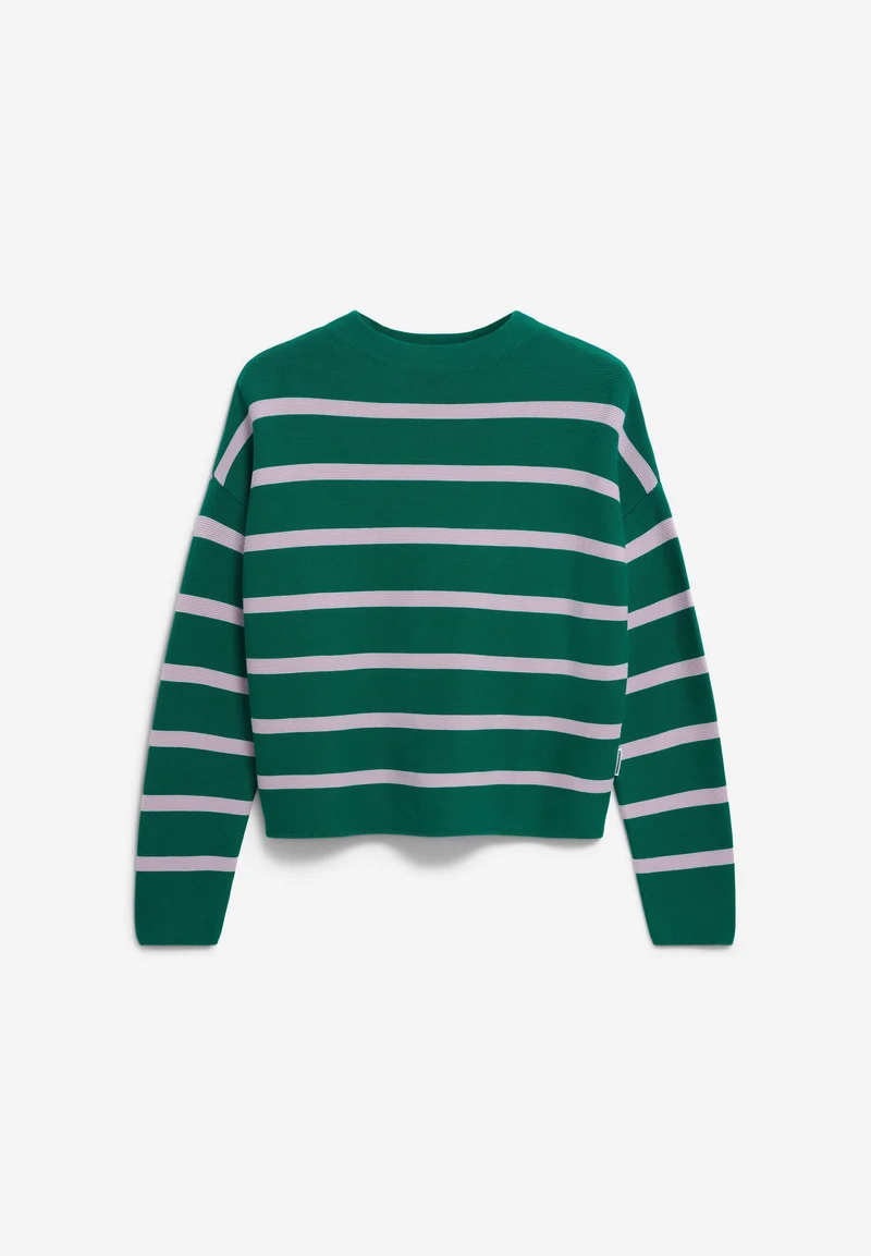 MERINAA STRIPES STRICKPULLOVER | emerald green-ice grape