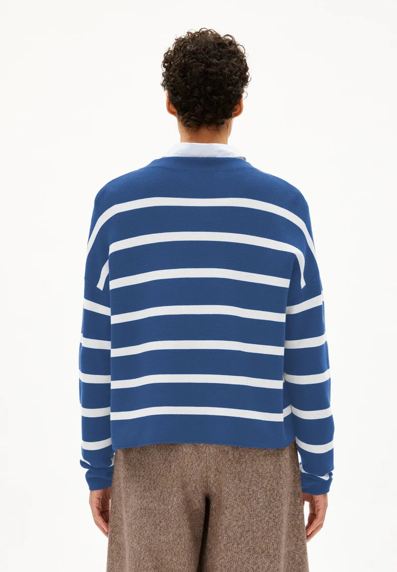MERINAA STRIPES STRICKPULLOVER | dark morning-oatmilk