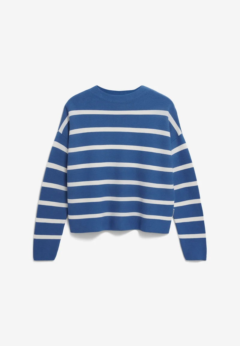 MERINAA STRIPES STRICKPULLOVER | dark morning-oatmilk