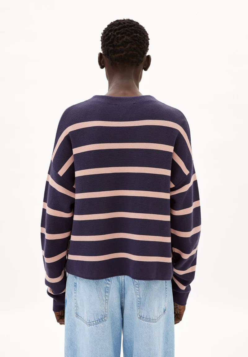 MERINAA STRIPES STRICKPULLOVER | moonlight gray-rosalilly